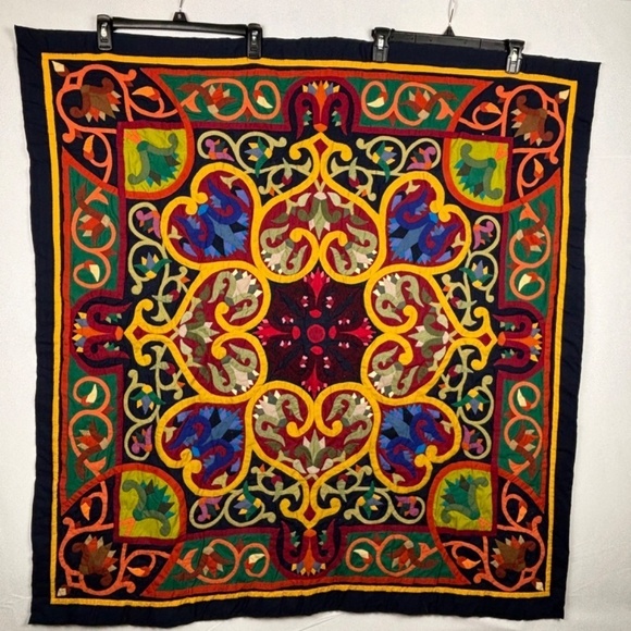 Handmade Egyptian Patchwork Quilt Wall Hanging 44 x 42 Tentwork Appliqué - Picture 3 of 11